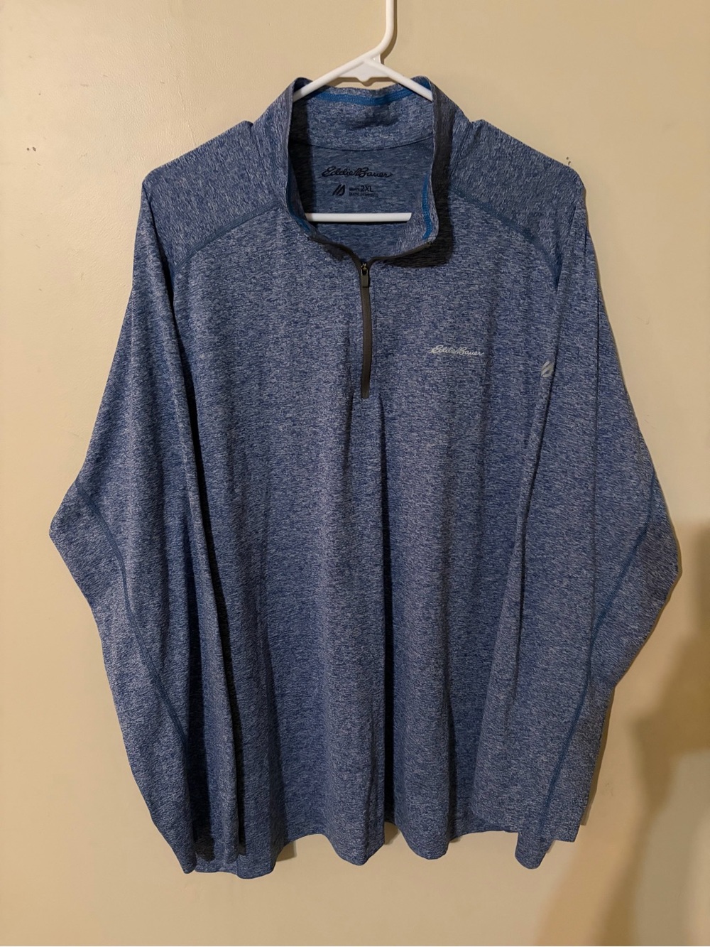 Eddie Bauer Men's Heather Navy Quarter-Zip Pullover